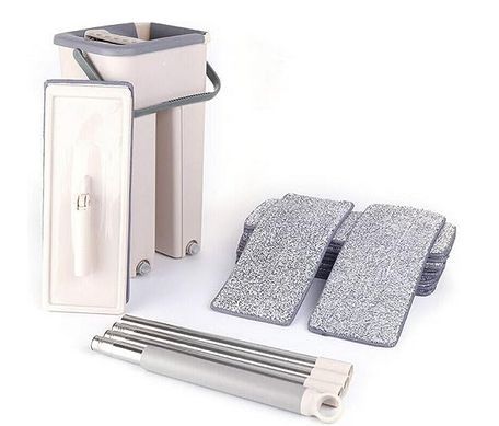 2 in 1 Flach-Wisch-Mopp mit 360°Grad Edelstahlgriff mit 10 Mikrofaser