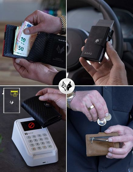Slim Geldbörse mit Münzfach, Kartenetui mit RFID Schutz,  AirTag kompatibel