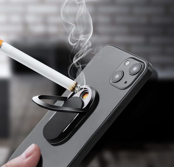 USB wiederaufladbares Feuerzeug als Handyhalter